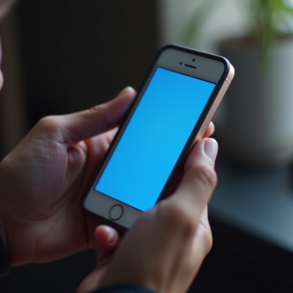 iPhone caixas azuis na tela