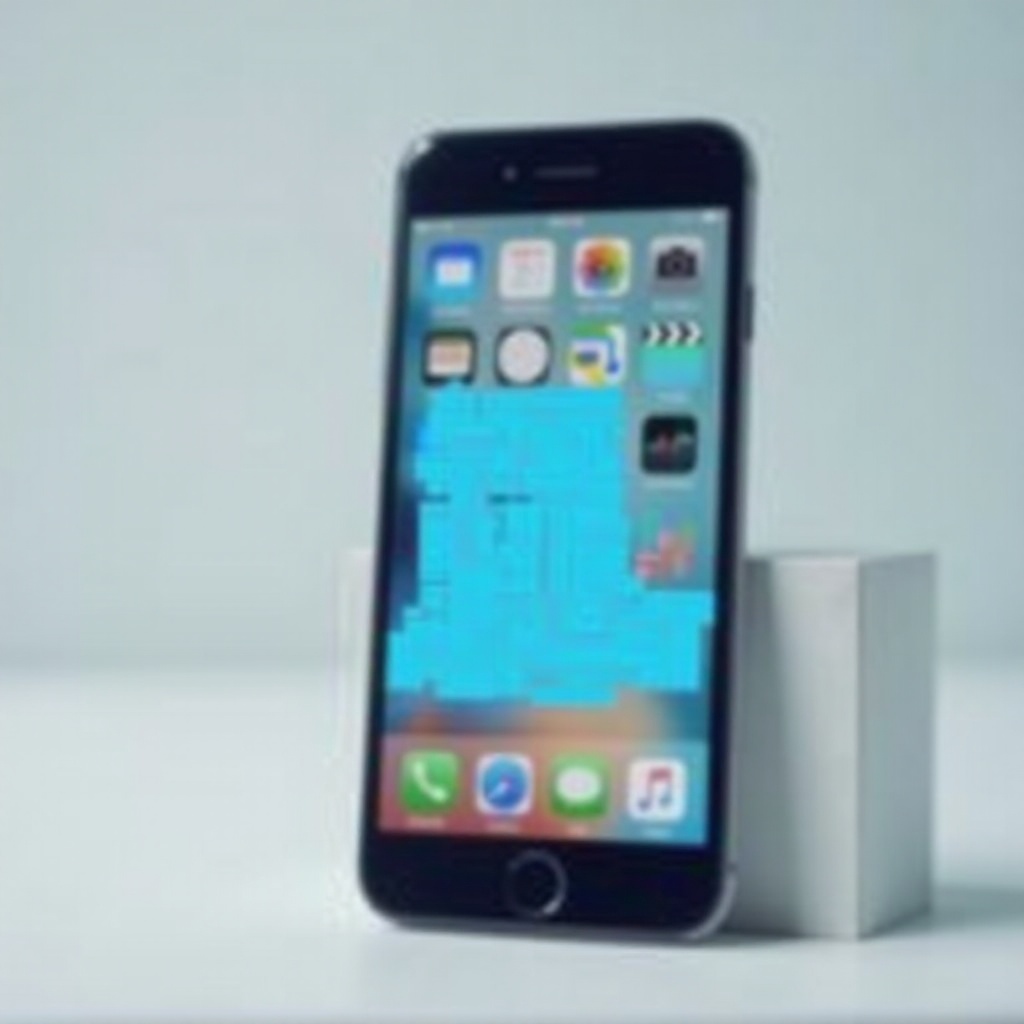 iPhone blauwe vakjes op het scherm