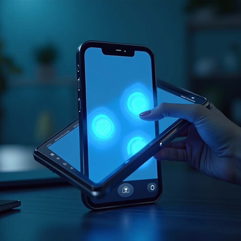 iPhone cajas azules en la pantalla