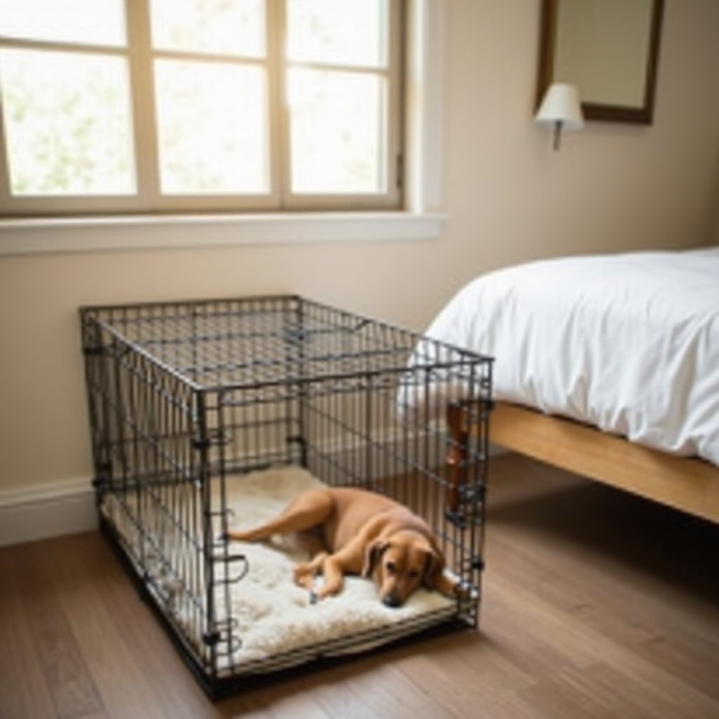 Hundekiste im Schlafzimmer