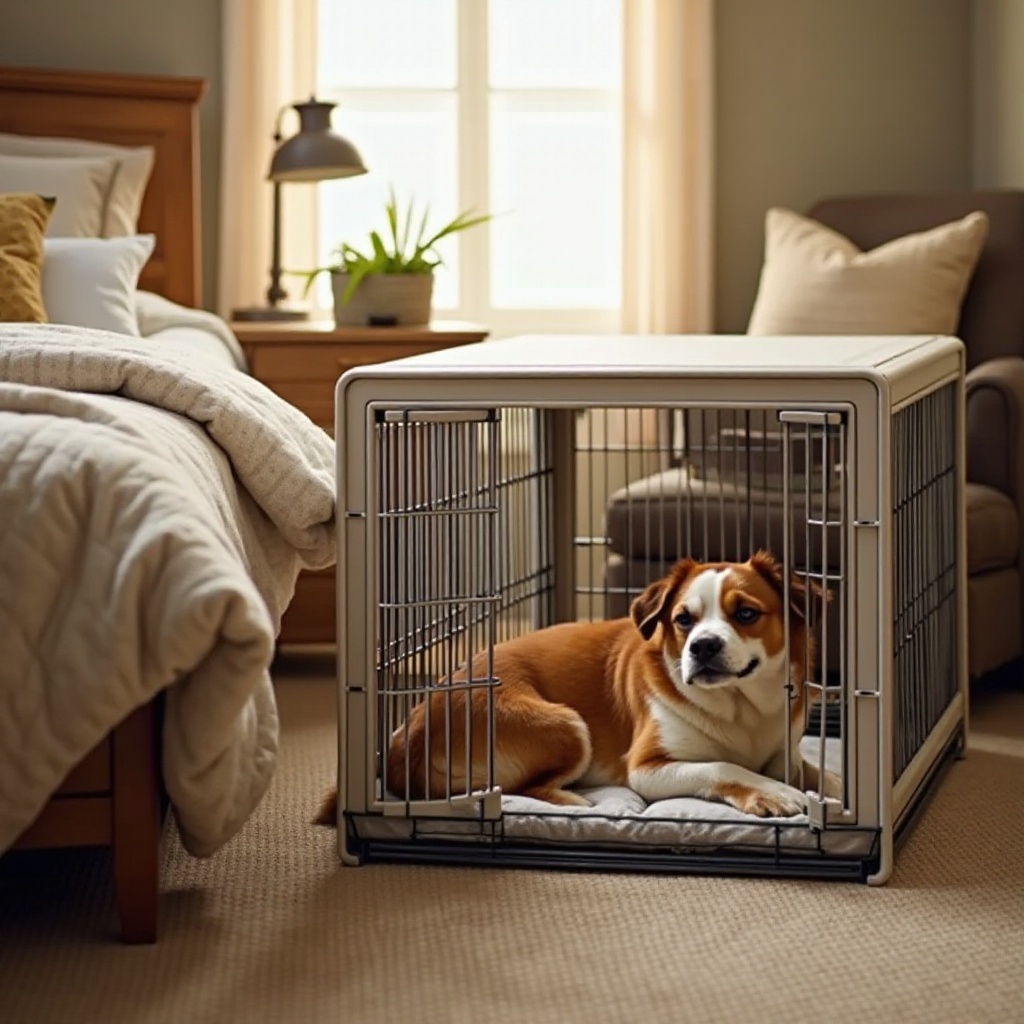 cassa per cani in camera da letto