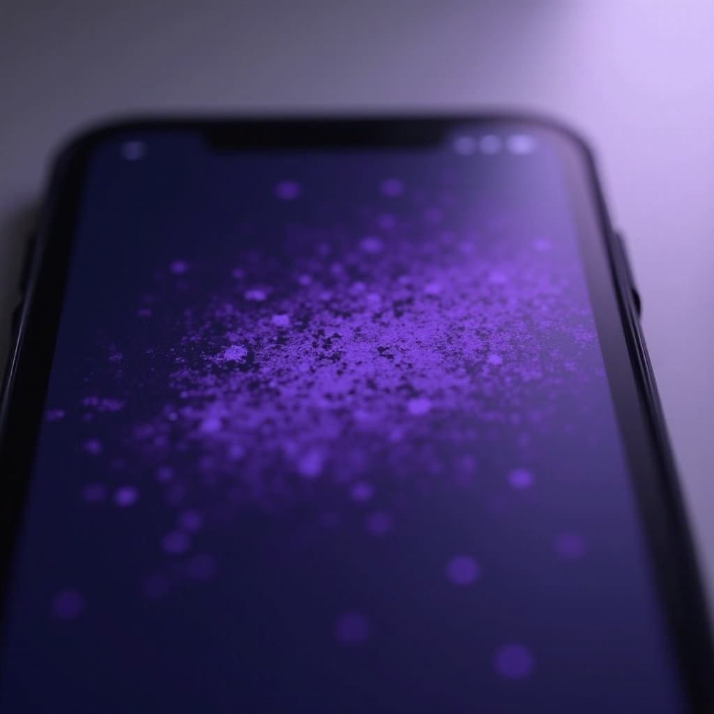 lila Punkte auf dem Telefonbildschirm
