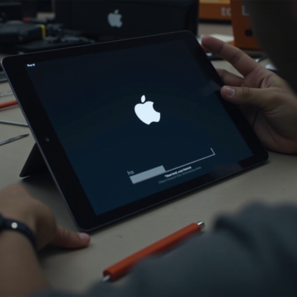 iPad vastgelopen op Apple-logo en laadbalk